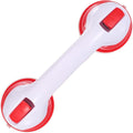 uxcell Grab Bars for Shower, 12 Inch Shower Handle Suction Cup, Grab Bars Elderly Assistance Products Safety Removable Grip Press-Lock for Seniors Bathtubs Bathroom Toilets, White/Red