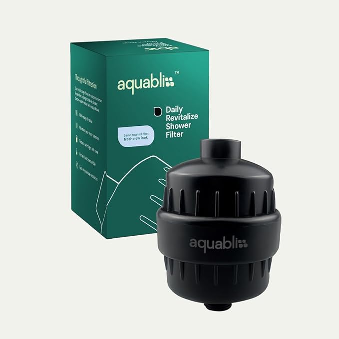 AquaBliss High Output Revitalizing Shower Filter - Reduces Dry Itchy Skin, Dandruff, Eczema, and Dramatically Improves The Condition of Your Skin, Hair and Nails - Matte Black (SF100-BK)