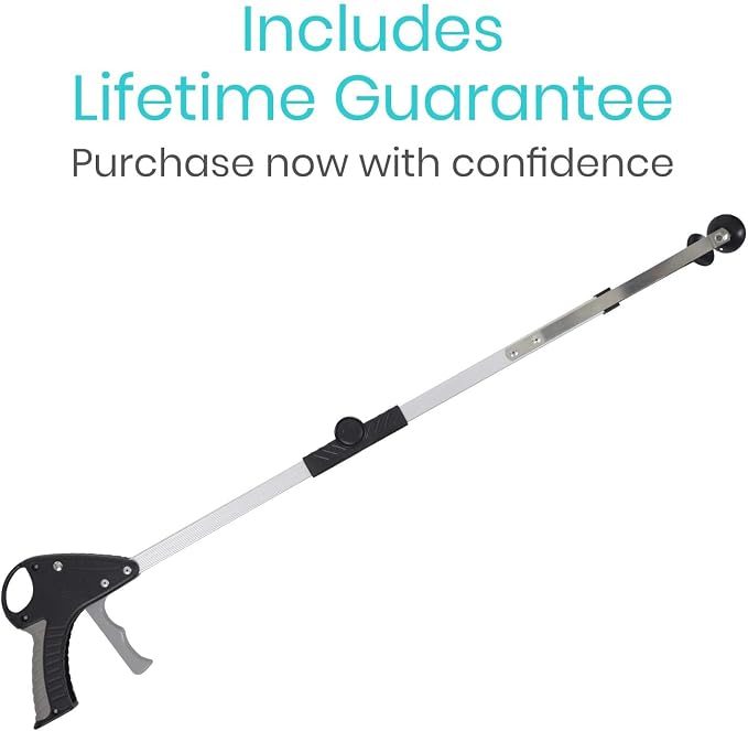 Vive Foldable Suction Reacher Grabber Tool for Elderly (1) - 32 Inches Long Reach Grabber Claw - Pick Up Grab Tool - Reachers for Disabled & Seniors Heavy Duty - Trash, Garbage, Cups Picker Assist