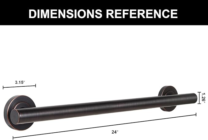 Lava Odoro Shower Grab Bar, Modern Stainless Steel Handicap Grab Bar for Bathtubs and Showers, Shower Safety Bar for Seniors Disabled, ADA-Compliant (Oil Rubbed Bronze, 24 Inch)