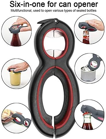 2Pcs 6‑In‑1 Can Opener Jar Opener Bottle Opener Multifunctional Bottle Opener Kitchen Handheld Gadgets