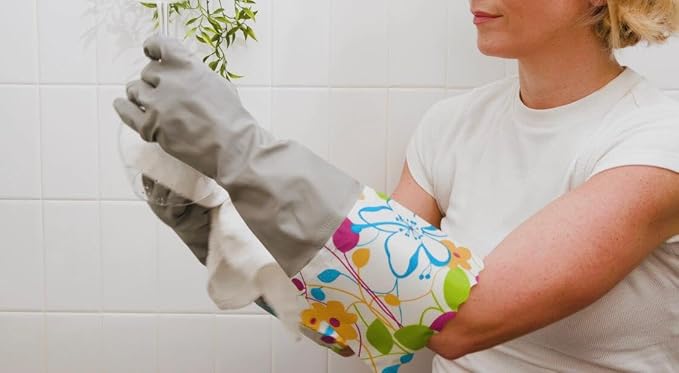 Household Gloves - Latex-Free, Waterproof, Long Cuff, Soft Lining Non-Slip, Adjustable Strap, Multi-Layer Protection, Flexible, Durable, Chemical-Resistant, Reusable for Cleaning (4 Pair)
