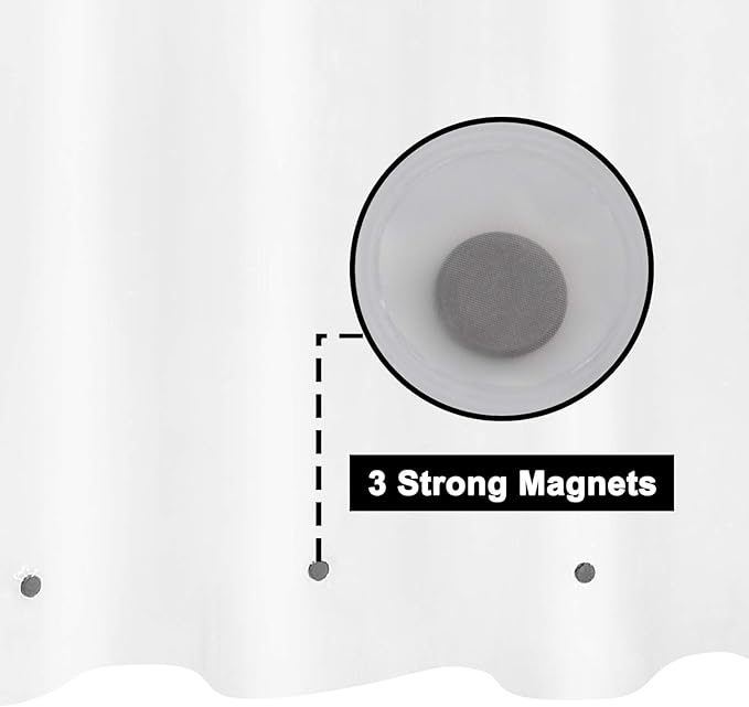 Barossa Design 54" x 78" Frosted Stall Shower Curtain Liner with 3 Magnets - Waterproof PEVA Shower Liner for Bathroom Stall, PVC Free, Metal Grommets - Frost, 54x78