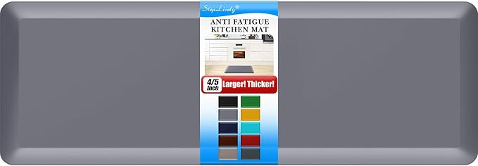 4/5 Inch Thick Kitchen Mat - Cushioned Anti Fatigue Mats for Kitchen Floor - Easy to Clean, Waterproof, Non-Slip Kitchen Rug for Sink, Office, Kitchen (24''x70'' Grey)