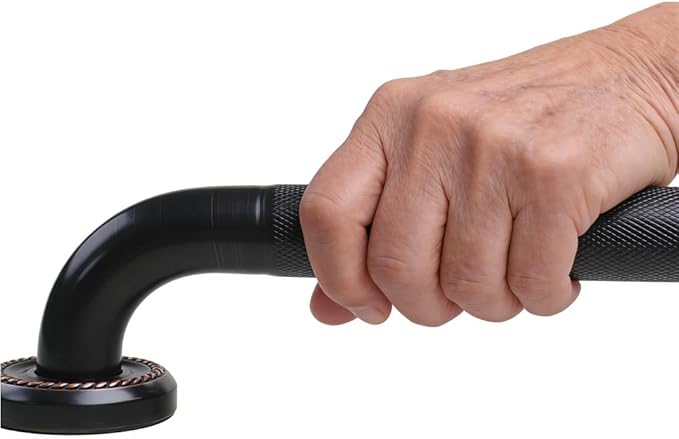 24-inch Textured Grab Bar for Bathtub and Shower, Oil Rubbed Bronze Finish, 1.25-Inch Diameter, Bathroom Toilet Saftey Hand Rail, Wall-Mounted, Great for Towel Holder/Stair Handrail