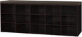 DINZI LVJ Shoe Storage Bench with Cushion, 15-Cubby Shoe Rack, Adjustable Shelves, Long Shoe Organizer Bench for Entryway, Mudroom, Hallway, Living Room, Bedroom and Garage, Espresso