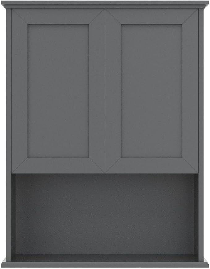 VANIRROR Grey Cabinet Wall Mounted with 2 Doors, Wooden Medicine Cabinet with Adjustable Shelf, 23"x 29" Over Toilet Wall Hanging Cabinets for Bathroom Bedroom, Kitchen, Laundry Room