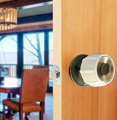 Enjoy Cover | 2 Pack Upgraded Ergonomic Design Door Knob Cover Grips, Non-Slip, Arthritis and Senior Living Aids, Universal Size (White)