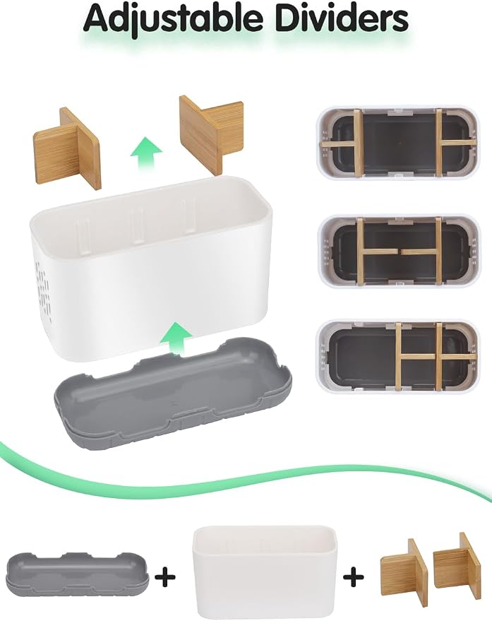 GFWARE Toothbrush Holders for Bathrooms - Bamboo Divider Toothbrush and Toothpaste Holder with Drainage, Kids Electric Toothbrush Organizer for Bathroom Countertop, White Tooth Brush Holder