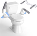 ZEAGUS Width Adjustable Toilet Safety Rails - 500lb Heavy Duty Toilet Safety Frame, Grab Bars, 60° Adjustable & Space-Saving Toilet Assist Arms for Seniors, Disabled, Elderly, Mobility-Impaired