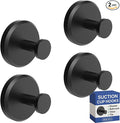 HOME SO Suction Cup Hooks for Shower & Bathroom Towel Holder 4-Pack – Suction Cups Hooks for Hanging Towels, Robes, & Coats - Tiles, Glass Door or Mirror – Shower Hooks & Towel Hooks Organizer - Black
