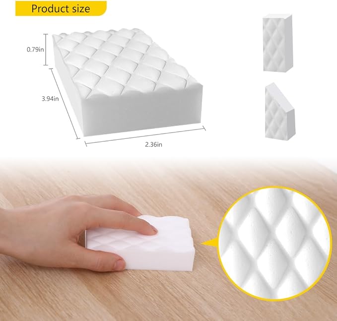 Magic Sponges Eraser,20 Pack Melamine Sponge in Bulk,2X Density,Long Lasting,Cleaning Sponge for Kitchen, Bathroom,Bathtub, Sink,Furniture, Wall Cleaner (White（20PCS）, 3.93x2.36x0.79in)