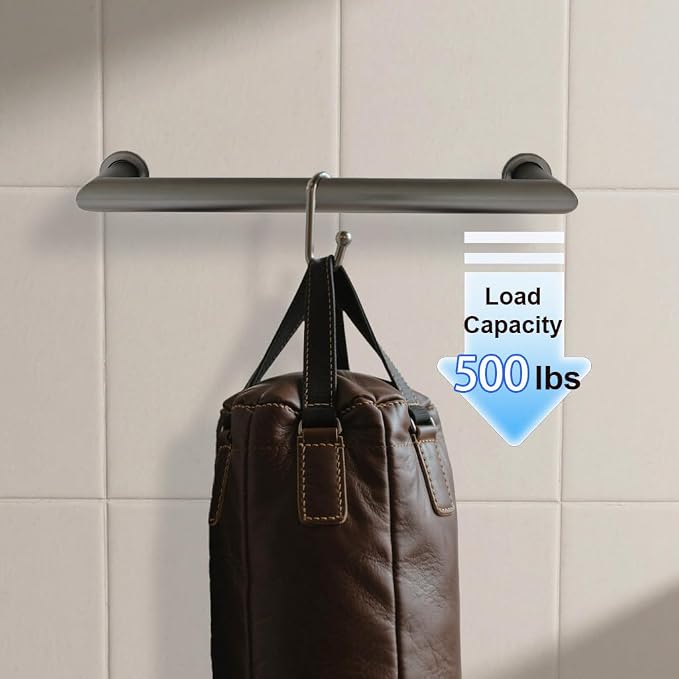 Grab Bars for Shower, Right Angle 2 Pack 18 Inch Handicap Grab Bars, 304 Stainless Steel ADA Shower Handles for Bathroom, Safety Grab Bars for Seniors, Disabled (Matte Black)