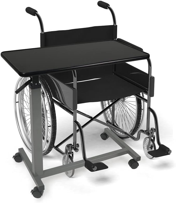 Vaunn Medical Cart Pneumatic Adjustable Overbed Table with Wheels – Rolling Bedside Table for Hospital, Portable Standing Cart & Laptop Desk for Bed, Couch, Wheelchair