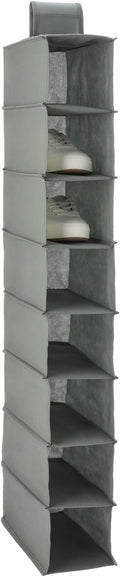 Amazon Basics 8-Tier Hanging Closet Shelf Shoe Organizer, Space Saving Storage, Foldable, 11.5 x 41 x 5.5 in, Dark Grey | for Closet Storage