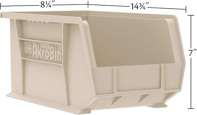 Akro-Mils 30240 AkroBins Plastic Storage Bins, Space-Saving Stackable Bins for Garage, Pantry, Craft Organization, 15 x 8 x 7 inches, Clear, 12-Pack