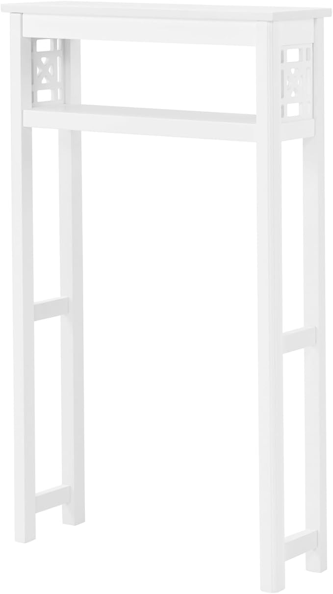 Derby Over-the-Toilet Storage Shelf – 44" Tall Modern Bathroom Space Saver with Open Shelves – Freestanding Organizer Rack for Toiletries & Towels by Alaterre Furniture (White)
