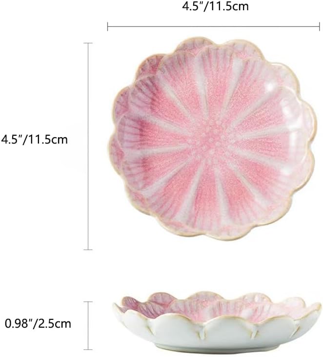 Lotus Ring Holder Dish Small Indoor Ash Tray, Ceramic Dessert Plate Trinket Jewelry Holder Organizing Necklace Earrings for Parents Friends Sister, Pink. All Jewelries Are NOT Included.