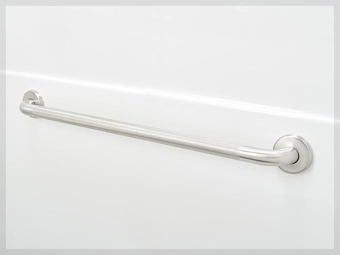 12' Knurled Grip Stainless Steel Bathroom Grab Bar | 304 ADA Shower Bars Safety Holds Upto 400lbs, Grab Bars for Bathtubs and Showers