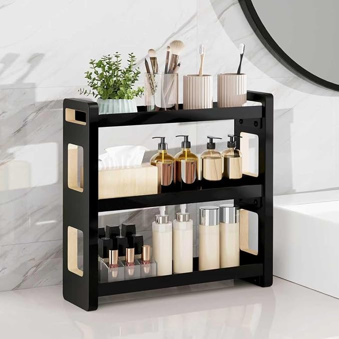 Bathroom Counter Organizer,Bathroom Counter Shelf,Bathroom Organizers,Under Sink Organizer,Cologne Organizer For Men,Cologne Cabinet,Father Day Gift for Dad(Black 3 Tier)
