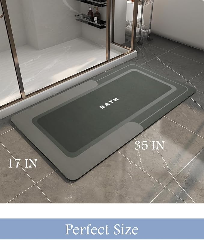 MontVoo-Bath Mat-Bath Mat Rug Non Slip Super Absorbent Stain Resistant Quick Dry Thin Bathroom Rug-Bath Mats for Bathroom Floor Bathtub Vanity-Bathmat Bath Rug Easy Care 17"x35" Darkgrey