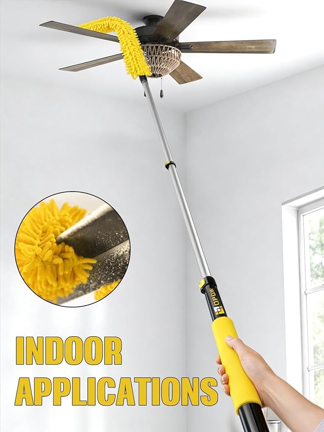 4.7-12ft Heavy-Duty Telescopic Pole - Best for Two-Story Homes & Exterior Work - Ultra-Stable Aluminum Frame Supports Large Rollers
