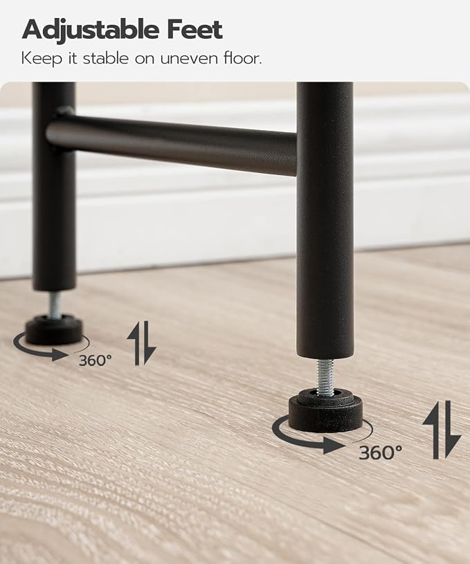 HOOBRO Over the Toilet Storage, 3-Tier Over Toilet Bathroom Organizer, Freestanding Above Toilet Shelf with Adjustable Feet, Space Saving, Easy Assembly, Greige and Black BG63TS01