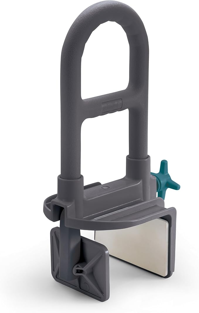 Medline Deluxe Plastic Tub Grab Bar, Microban Protection, 250lb Weight Capacity, Grey