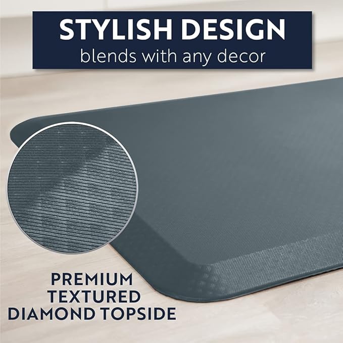 KANGAROO Anti Fatigue Mats for Kitchen Floor, 58x20, Reduce Foot, Knee Pressure, 3/4 Inch Thick Cushioned Ergonomic Mat, Waterproof Comfort Rug for Under Sinks, Standing Desk, Store Floors, Charcoal