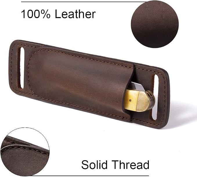 Gentlestache Leather Knife Sheaths for Belt, Knife Holster, Pocket Knife Sheath, EDC Leather Sheath for Folding Knife Carrier