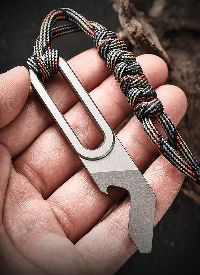 Hamans Pry Bar Bottle Opener Titanium Prybar Opener 3.54“ Pocket Multi Tool 4-in-1 Multitool Keychain 0.67oz for Daily Use