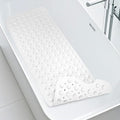 WarmSnow Long Bathtub Mat Non Slip 39.5 x 16 Inch, Inside Shower Mats with Suction Cups & Drain Holes, Soft TPE Bath Mat for Tub, Quick-Drain Bathroom Floor Mats, White
