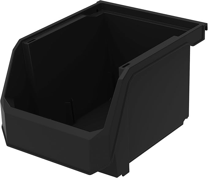 ReadySpace Plastic Containers for Organizing and Storage Bins for Drawers, Desks, Office Organization, and Garage, Stackable Bins, Medium-Tall (7" x 11" x 8"), 4-Pack, Black