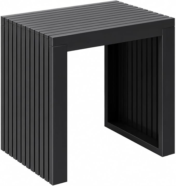 Bamboo Dining Bench, 18-inch Sleek Design Entryway Shoe Rack Bench, Indoor Kitchen Table Bench, Waterproof Outdoor Bench, Black
