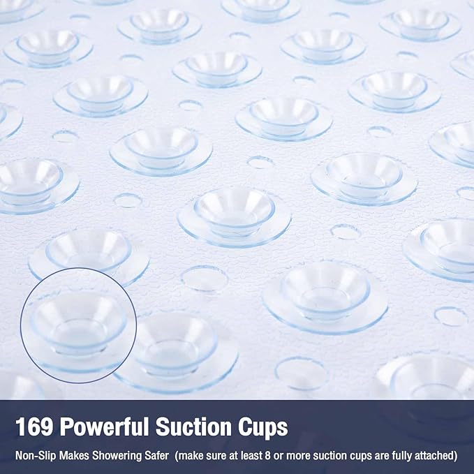 Clear Square Shower Mat Bathtub Mat Non Slip 21x21 Inch, Square Bath Mat for Inside Shower Tub, Shower Stall Mats for Bathroom Floor, Big Suction Cups Drain Hole, Easy Washable, BPA-Free