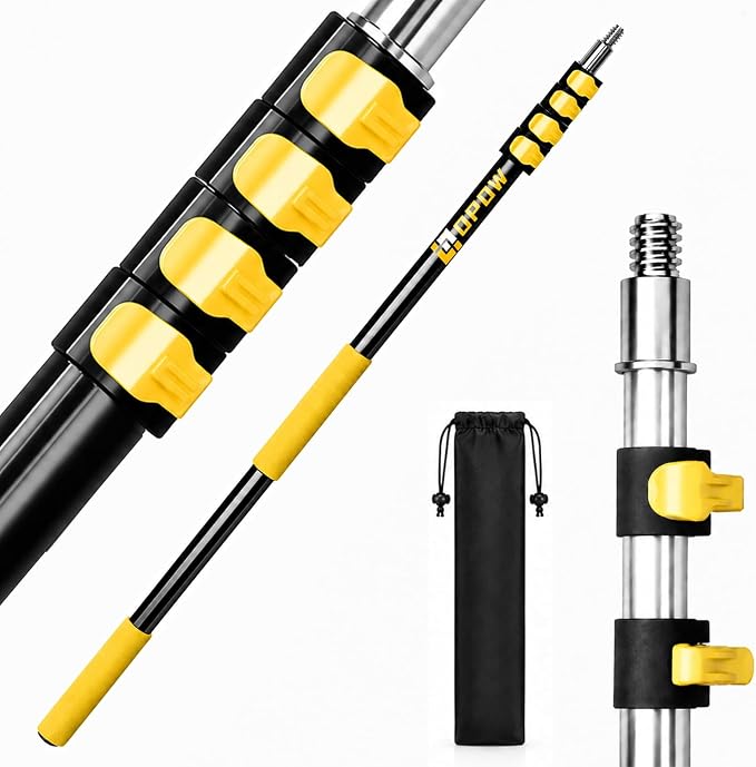 4.5-18ft Commercial Grade Extension Pole - Ultimate Reach for Large Buildings & Pro Use - Maximum 24ft Total Reach with Secure Lock System