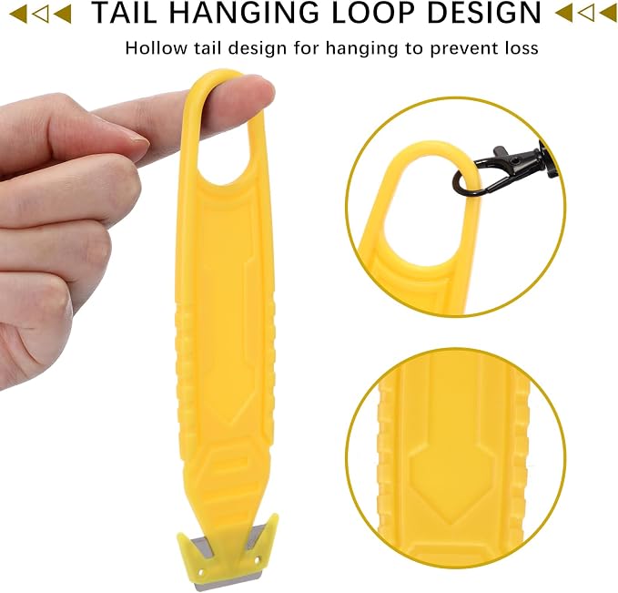 Therwen Safety Box Cutter Knife of Stainless Steel Concealed Blade Package Opener with Tape Splitter for Carton Cardboard Wrap Letter Work Bag Straps Film Utility Tool(Yellow,30 Pcs)