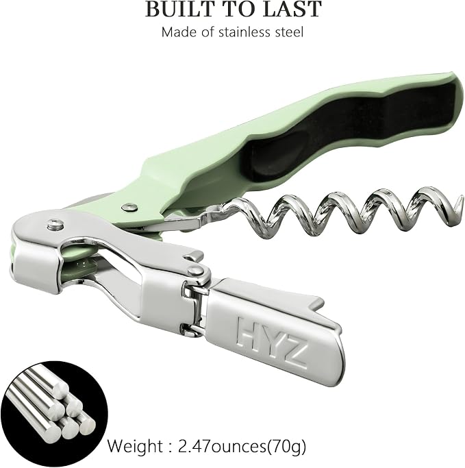 HYZ 2-Pack Wine Opener Waiter Corkscrew, Professional Wine Key for Servers, Bartender with Foil Cutter, Manual Wine Bottle Opener Double Hinged (Matcha Green)