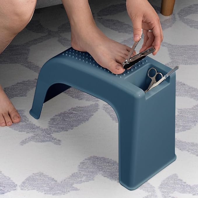 Shower Foot Rest for Shaving Legs, Non-Slip Pedicure Foot Rest, Shower Foots Step Stool for Shaving Legs, Plastic Sturdy Pedicure Stand - Blue