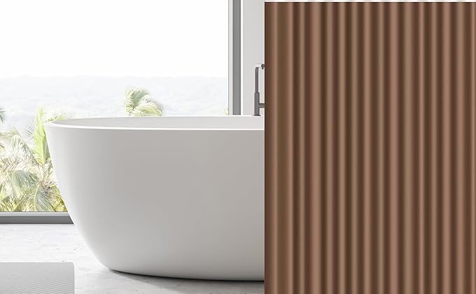 EHZNZIE Brown Shower Curtain Liner 72x72, PEVA Waterproof Bath Curtain, No Chemical Smell, 3 Weighted Magnets, Durable with Rustproof Metal Grommets