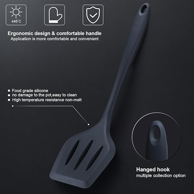 RAXCO Kitchen Set,18-Piece Cooking Utensils and Kitchen Knife Set,Gray | 7-Piece Kitchen Utensils Heat-resistant to 410°F,5-Piece Sharp Knife,5-Piece Cooking Tools and Cutting Board In One