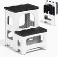 2 Step Stool Foldable, Non-Slip Steps, Folding Step Stool for Adults & Kids, Plastic Stool Pool Ladder, Collapsible Stools 2 Step Ladder for Kitchen Toilet Bedroom Office RV, Holds 330 lbs