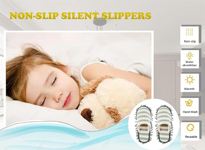 Cleaning Slippers Microfiber Slipper Detachable Mopping Shoes House Floor Cleaning Mop Chenille Sole,One Size (Royal Blue)