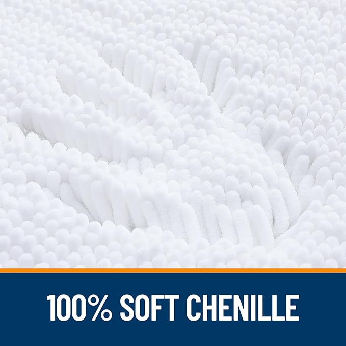 OLANLY Large Bathroom Rugs 47x32, Extra Soft Absorbent Chenille Bath Rugs, Rubber Backing Quick Dry, Machine Washable Bath Mats for Bathroom Floor, Tub and Shower, Home Decor Accessories, White