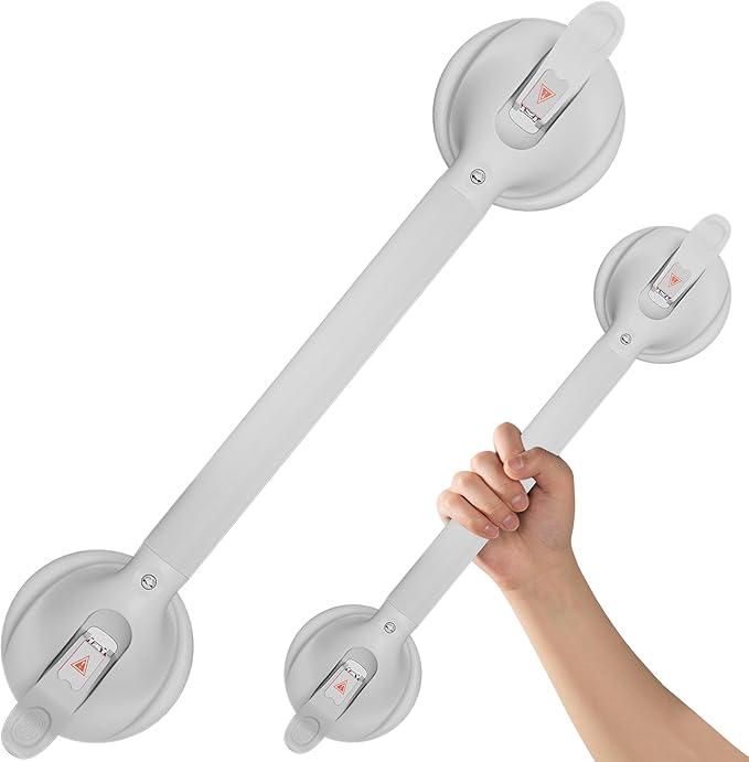 DAILYLIFE Grab Bars for Bathtubs and Showers, 21 inch Shower Handles for Elderly Suction, 300lbs Safety Shower Grab bar for Seniors and Elderly, White (1 Pack)