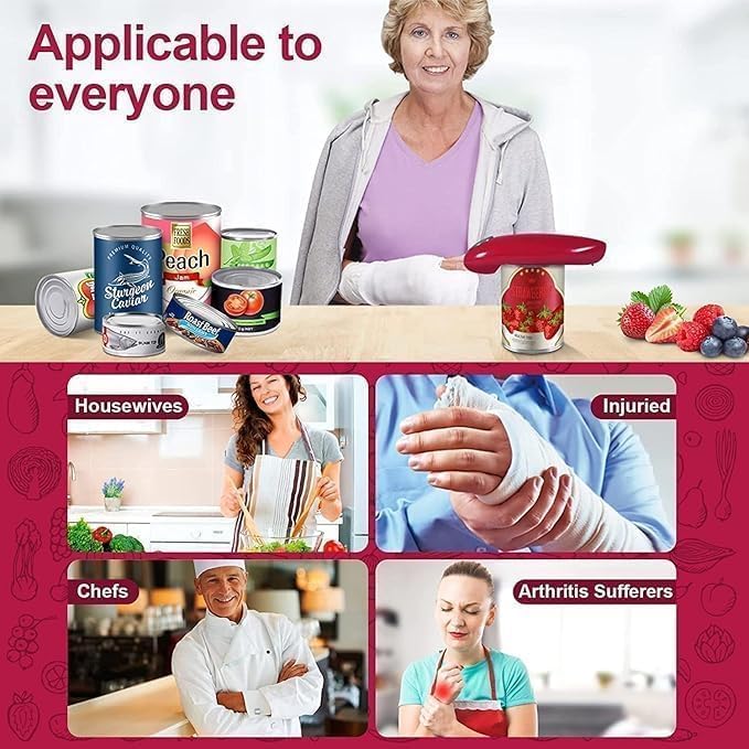 Electric Can Opener - One Touch Battery Operated Automatic Can Opener with Smooth Edges, Hands-Free Design, Perfect for Any Size Can, Ideal Kitchen Gadget for Seniors and Arthritis Sufferers