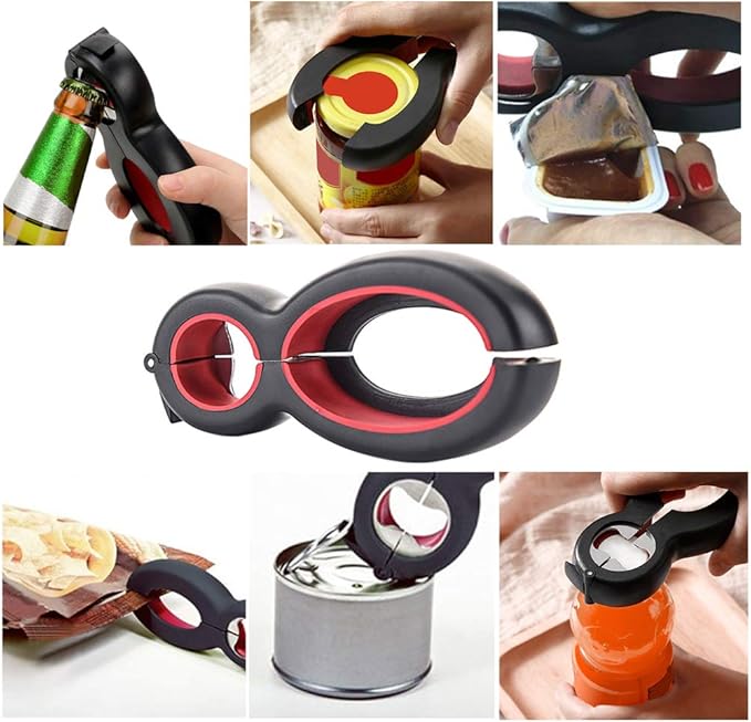Medsuo Jar Opener 6 in 1 Multi Function Bottle Opener Manual Opener Get Lids Off Easily Portable Lid Twist Off Non-Slip for Weak Hands Seniors with Arthritis and Anyone with Low Strength