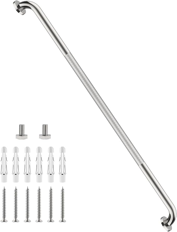 48 Inch Anti Slip Shower Grab Bar, Munzong Bathroom Grab Bar for Wall, Knurled Handicap Balance Bar,Safety Hand Rail Support Elderly Senior Assist Bath Handle