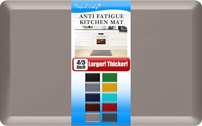4/5 Inch Thick Kitchen Mat - Cushioned Anti Fatigue Mats for Kitchen Floor - Easy to Clean, Waterproof, Non-Slip Kitchen Rug for Sink, Office, Kitchen (17''x28'' Brown)