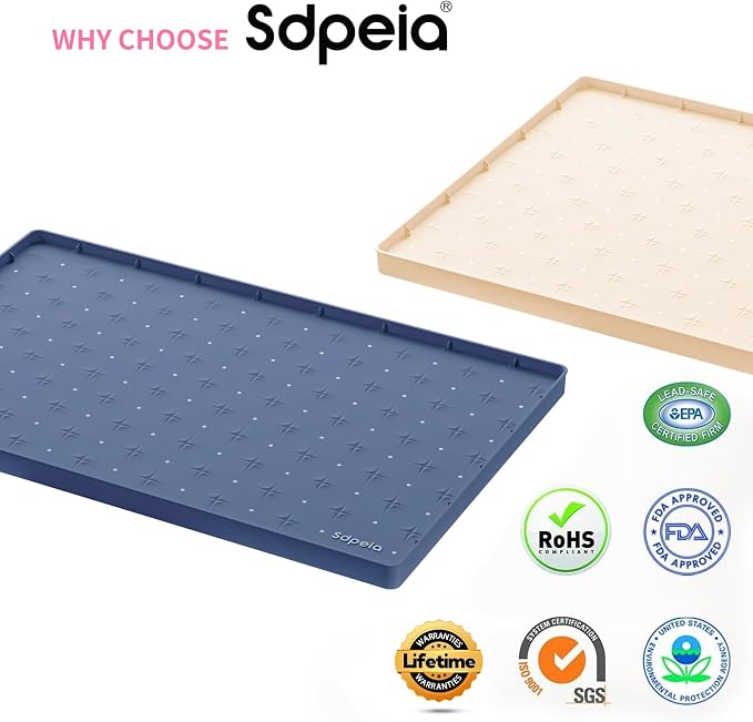 Sdpeia Under Sink Mat 28"×22" Waterproof Silicone Cabinet Liner & Sink Protector for Kitchen & Bathroom, Multi-Purpose Organizers Tray for Pets, Laundry, Cat Litter Mat